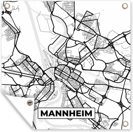 Tuindoek Mannheim - Kaart - Stadskaart - Plattegrond - 100x100 cm