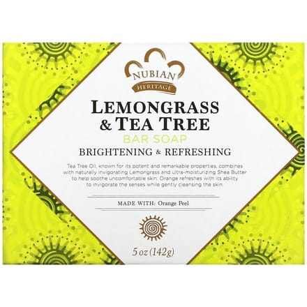 Nubian Heritage, Lemongrass & Tea Tree Soap Bar, 5 oz (142 g) yellow