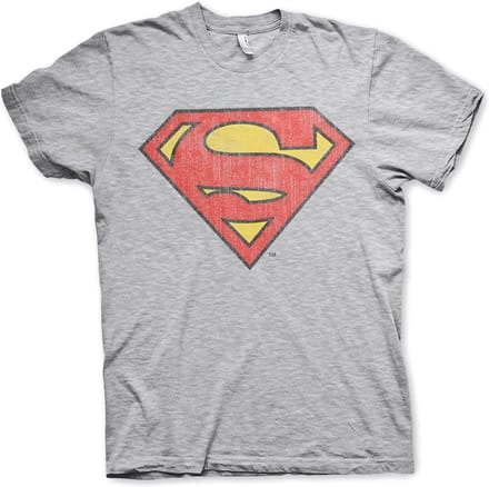 Superman Washed Shield T-shirt, grijs gemêleerd