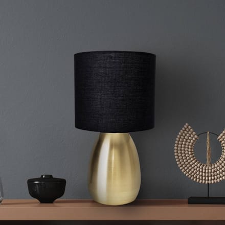 Näve Tafellamp Aurum, stoffen kap, zwart/goud