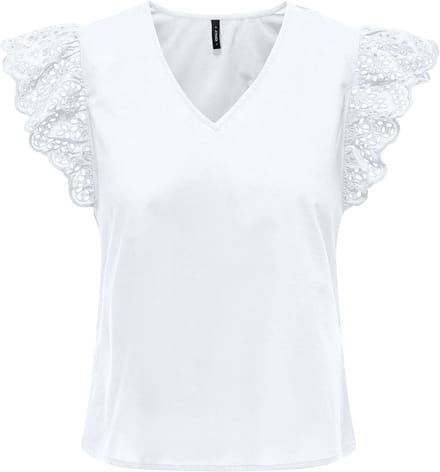 ONLY - ONLLOU LIFE EMB S/S FRILL TOP WVN - Dames - Blouses