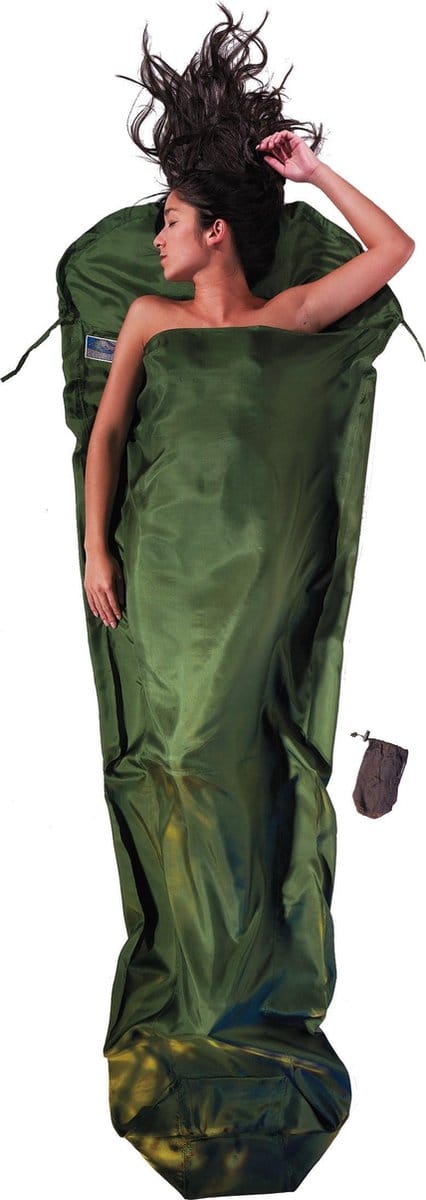 Cocoon Mummy Liner, 100% Silk (Maat - 241 x 90/56 cm, Kleur - Dark olive)