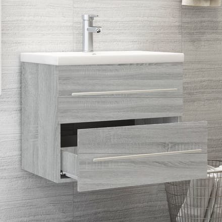 vidaXL - Wastafelkast - met - ingebouwde - wasbak - bewerkt - hout - grijs - sonoma