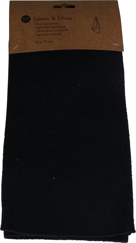 Linen & More - Keukenhanddoek 'Eldrid' (50cm x 70cm, Black)