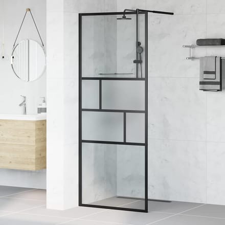 vidaXL - Inloopdouchewand - Zwart - 77 - x - 195 - x - 0,5 - cm - Glas - en - Aluminium