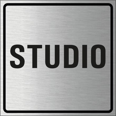 Studio bordje, geborsteld aluminium 150 x 150 mm