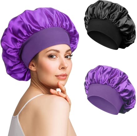 Dailygoods- Slaapmuts - Verstelbare Satijnen Nachtmuts - Bonnet - 2 Stuks - Zijdig Zacht - Elastische Band - Haarband
