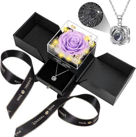 Geconserveerde Roos - Eeuwige Bloemen - Romantisch Cadeau - Echte Roos - Hartvorm - Lichtpaars