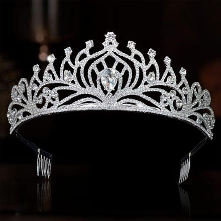 Kroon Bruid Luxe Diamant Bezet en Strass Kroon Bruiloft Grote Jurk Bruiloft Accessoires Kroon white