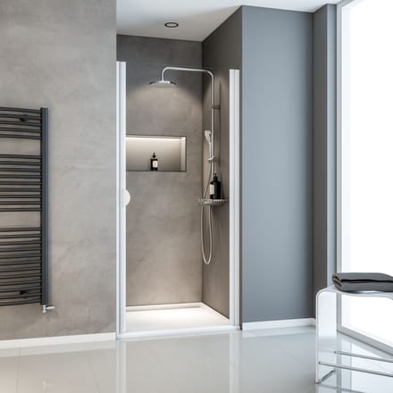 douchedeur- draaideur - nis - 80x180cm - wit - transparant veiligheidsglas