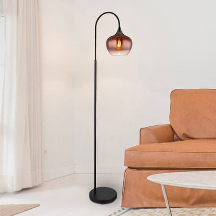 Vloerlamp SATELLA Glas 161.0cm Matt zwart | smoked E14 3-Lichts