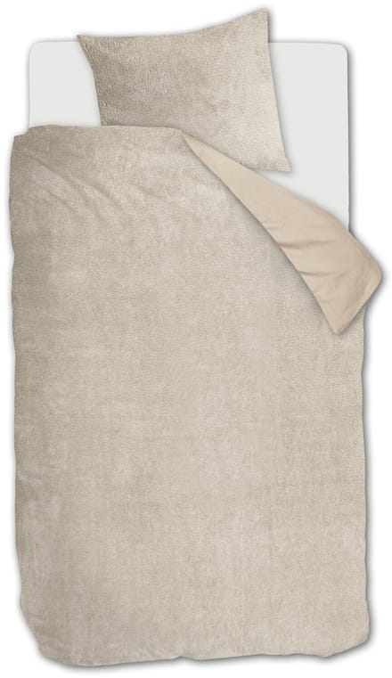 Ambiante Plush Teddy dekbedovertrek - Eenpersoons - 140x200/220 - Zand