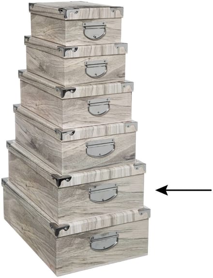 5Five Opbergdoos/box - 4x - Houtprint licht - L44 x B31 x H15 cm - Stevig karton - Treebox