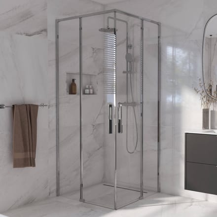 Saqu Syra douchecabine met hoekinstap incl. antikalk 80x80cm chroom