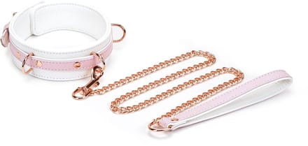 Liebe Seele - Fairy - Leren Collar met Leiband - Roze/Wit