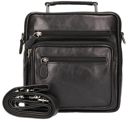 Leather Design Reportertas Unisex Zwart