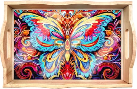 Dienblad 06 - Vlinder - Diamond painting - compleet pakket - Diamond painting by Wietske