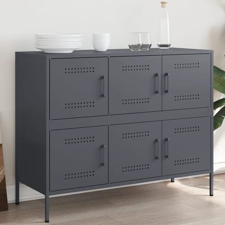 vidaXL - Dressoir - 100,5x39x79 - cm - staal - antracietkleurig