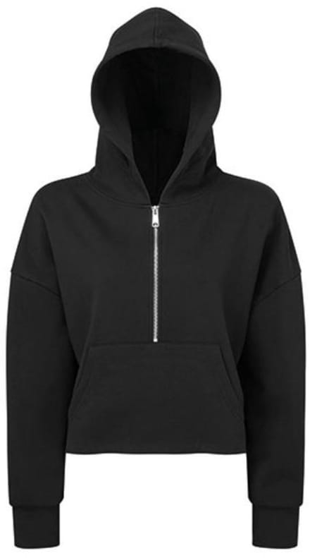 TriDri - Dames Hoodie met halve Rits - Black maat S/M