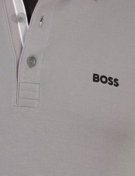 Polo Boss Green Paddy grijs poloshirt zwart logo
