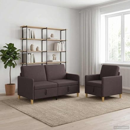 vidaXL - Sofa - Set - Met - Opslag - 2 - st - Donkerbruin - Polyester