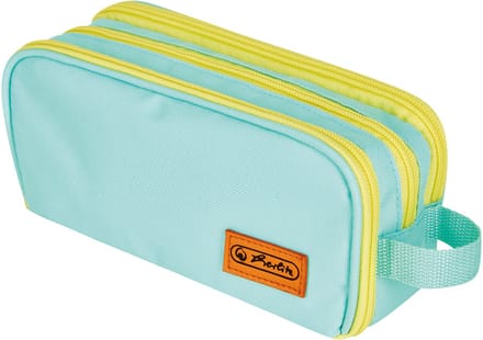 Herlitz dubbelpen etui, mintgroen/geel