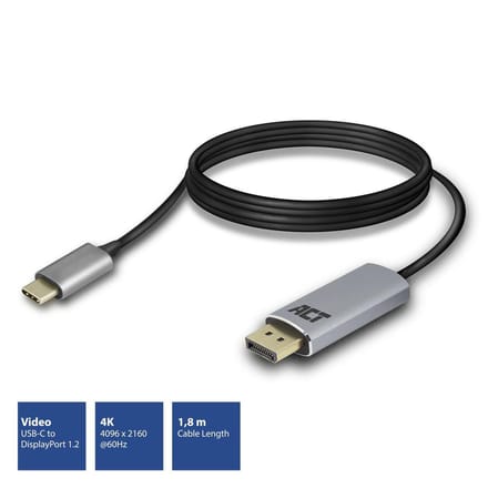 ACT USB-C naar DisplayPort kabel 1.8 meter AC7035