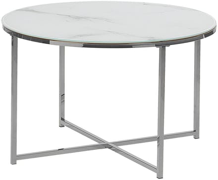 QUINCY - Salontafel - Wit/Zilver - Veiligheidsglas