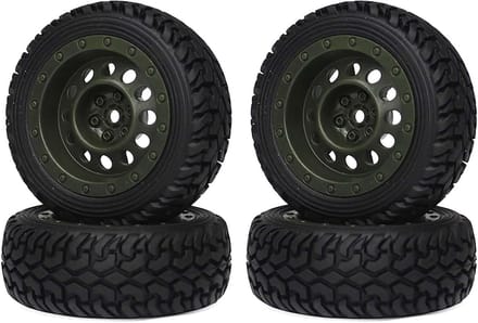 SolidKeus - 75mm Rubber Banden en Plastic Velgen voor 1/10 RC Auto