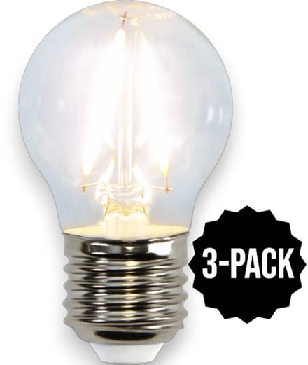 3-Pack | Kogellamp - E27 - 2.3W - Koel Wit - 4000K - Filament - Helder