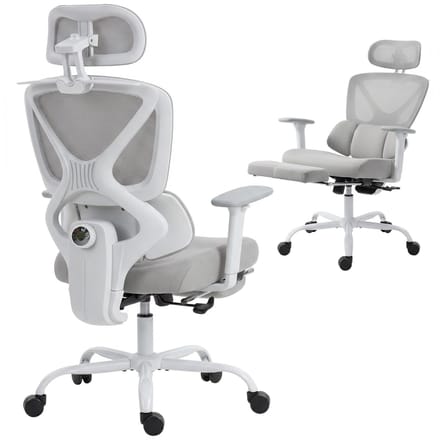 HOMCOM bureaustoel - mesh (100% polyester) - 73x75x128cm - grijs