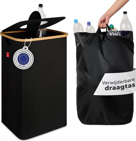 Blumtal - Afvalscheiding - Recycle afvalbak - 100L - Statiegeld container - Lege Flessen - Zwart