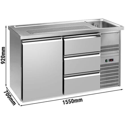 GGM Gastro Biertheke Premium PLUS - 1550x700mm - 1 Tür & 3 Schubladen