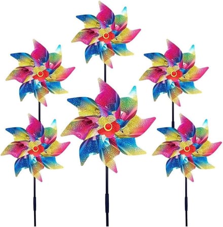 Sprankelende Windspinners - Tuindecoratie Molens - Buiten Versieren - Reflecterend Polyester - 6 Stuks - Zilver