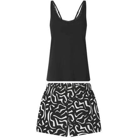 ESMARA Dames shortama met kant (Zwart, XS (32/34))