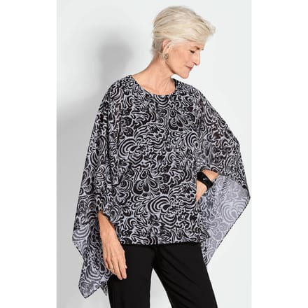 Goldner Overhemdblouse Tuniekblouse met chiffon overjasje, print