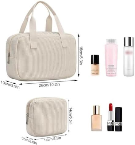 Dames Cosmetische Organizer Set - Zachte Corduroy Make-uptassen