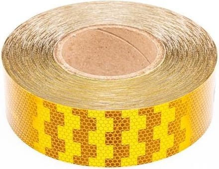 50 meter reflecterende tape voor harde ondergrond - oranje/geel