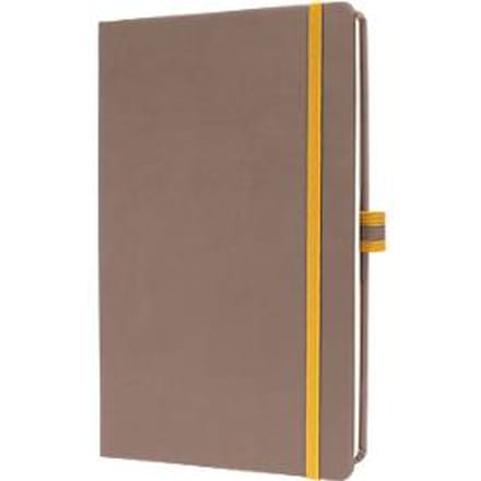 Sigel notitieboek Linescape, 176 pagina's, DIN A5, 80 g/m², vierkant, elastiek, 2-kleurige pennenlus, bruin/geel