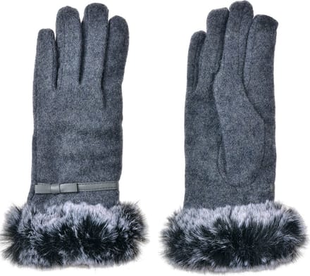 Clayre & Eef Handschoenen met imitatiebont 9x23 cm Grijs Polyester