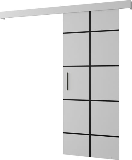 InspireMe - Schuifdeursysteem met rail - 90x204cm - AGRA III - Wit Mat + Wit frame + Zwart Handvat