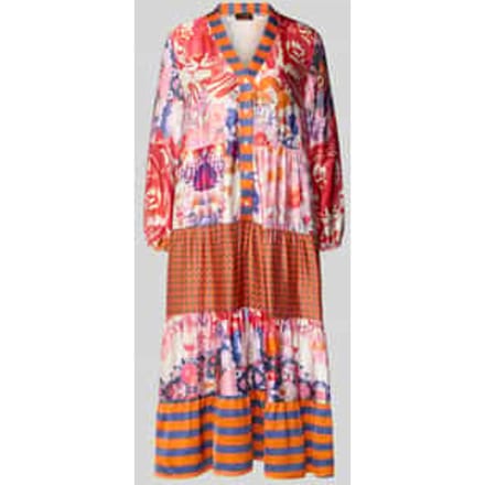 midi-jurk van viscose met V-hals model 'Wild Flower'