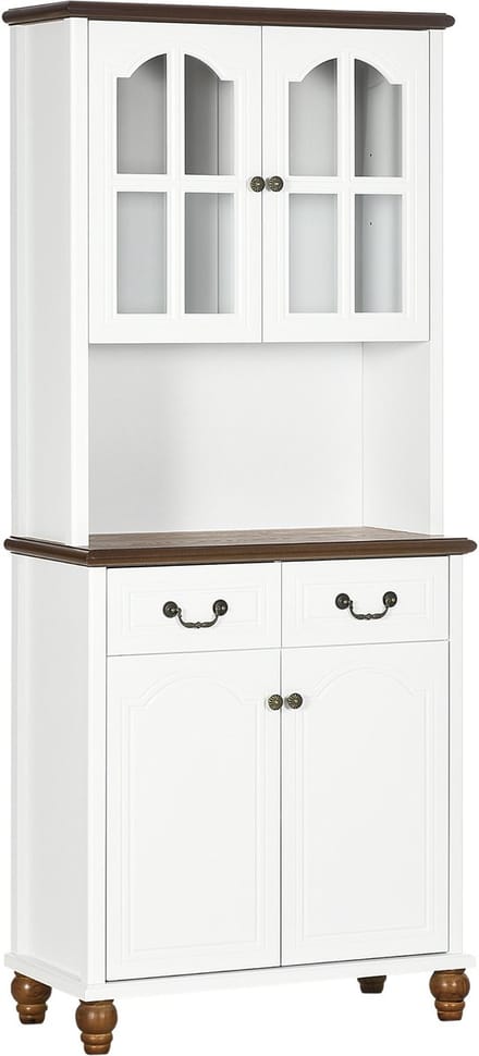 Clruro Keukenkast - 76 × 38 × 182 cm - Hoog met 2 Lades en Soft-Close - Wit