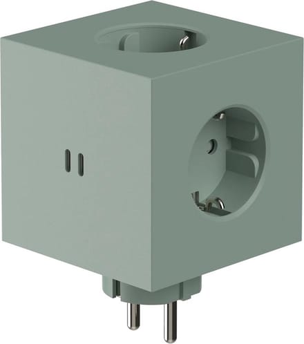 AVOLT Square 2 Socket extender with 30W Dual USBC Oak Green