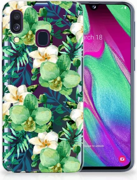 Samsung Galaxy A40 TPU Case Orchidee Groen