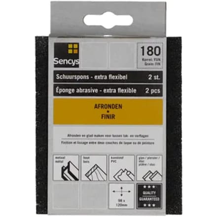 Sencys Schuurpad - P180 - Zwart - 120x98x13mm - 2 Stuks