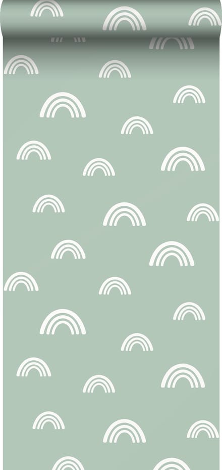 ESTAhome behang regenboogjes mintgroen - 53 cm x 10.05 m - 139439