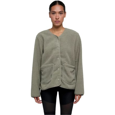 Urban Classics - Buttoned Teddy Jacket - S - Olijfgroen