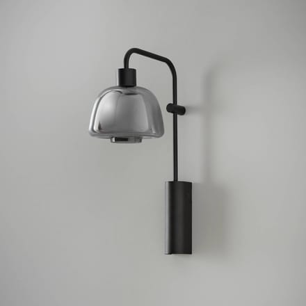 Bover LED wandlamp Drep A/04 rookgrijs glas, zwart 2.700K