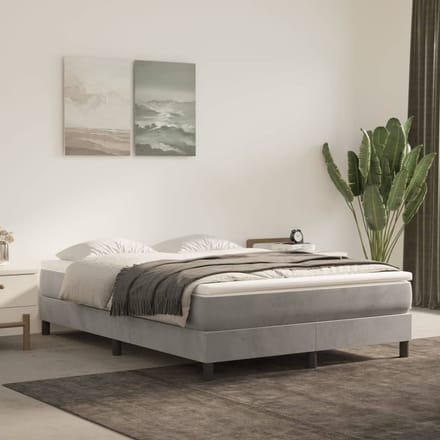 vidaXL - Boxspring - bed - 140x190 - cm - fluweel - lichtgrijs
